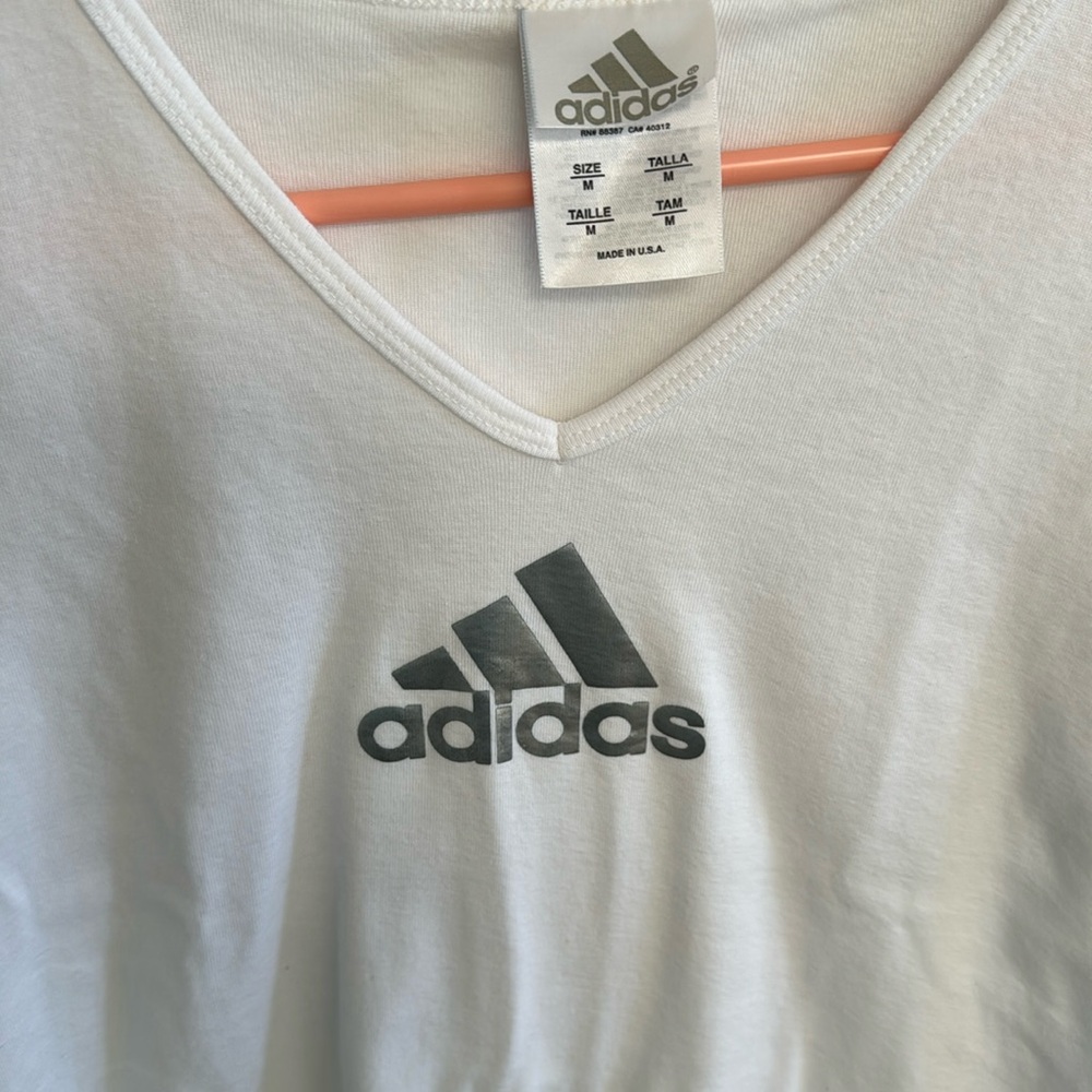 White Cap Sleeve Adidas Shirt